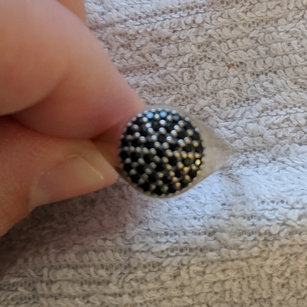 Pandora black pave CZ ring retired
